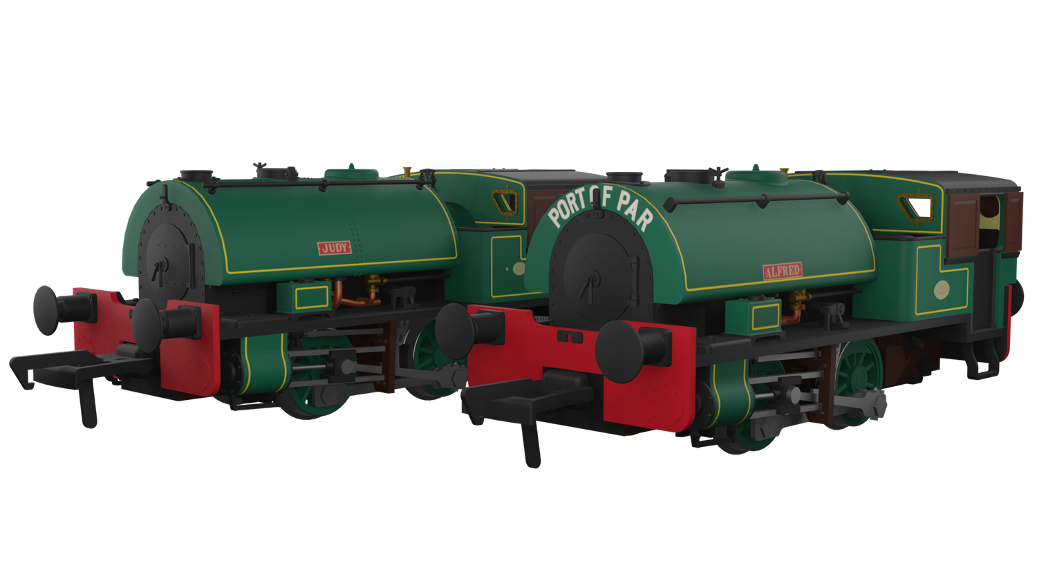 Rapido Port of Par Bagnalls Twin Pack – Lined Dark Green [968001]