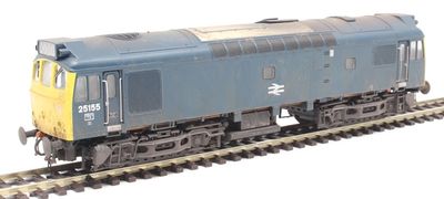 Heljan Class 25/3 BR Blue 25155 with full yellow ends, Weathered (2536) [*Summer Sale - SAVE £49!]