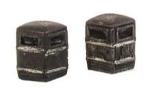 Harburn Hobbies SS372 OO/HO Gauge Station &amp; Street Series Square Litter Bin, Round, Black, Gold Trim (2) [25% DISCOUNT!]