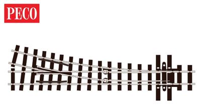 Peco SLE495 OO-9 Streamline Code 80 Mainline Electrofrog Turnout R/H, 457mm (18in.) Radius, Nickel silver rail