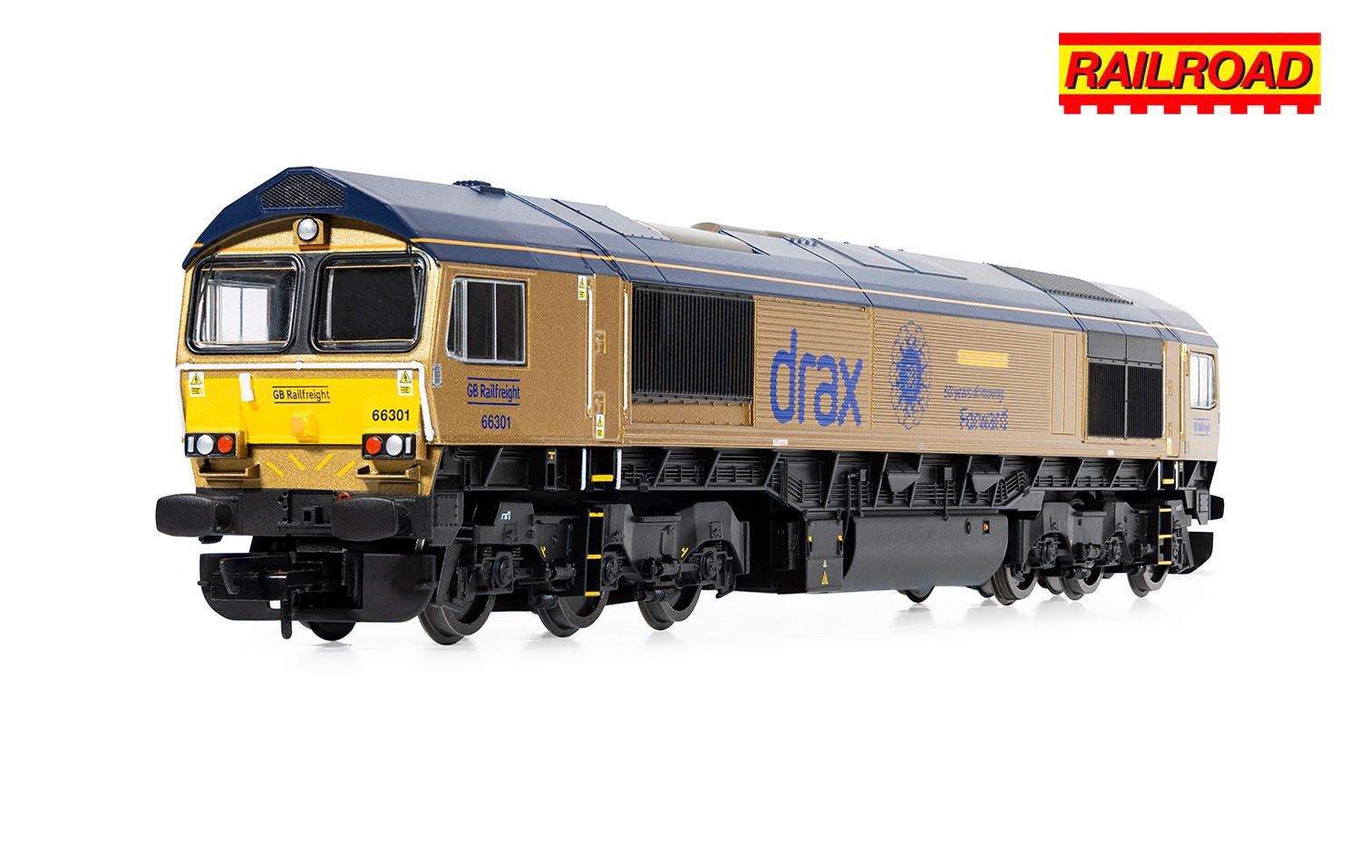 Hornby R30461 RailRoad: GB Railfreight - Class 66 - 66301 ‘Drax Power Station 50’ - Gold Livery (Drax 50th Anniversary)
