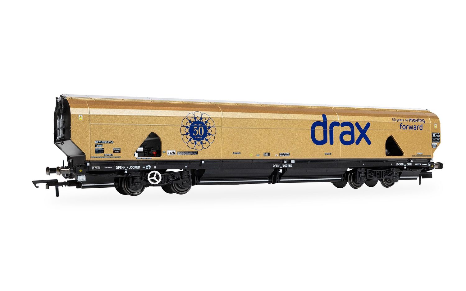 Hornby R60322 Drax - Biomass - Wagon - Gold Livery (Drax 50th Anniversary)