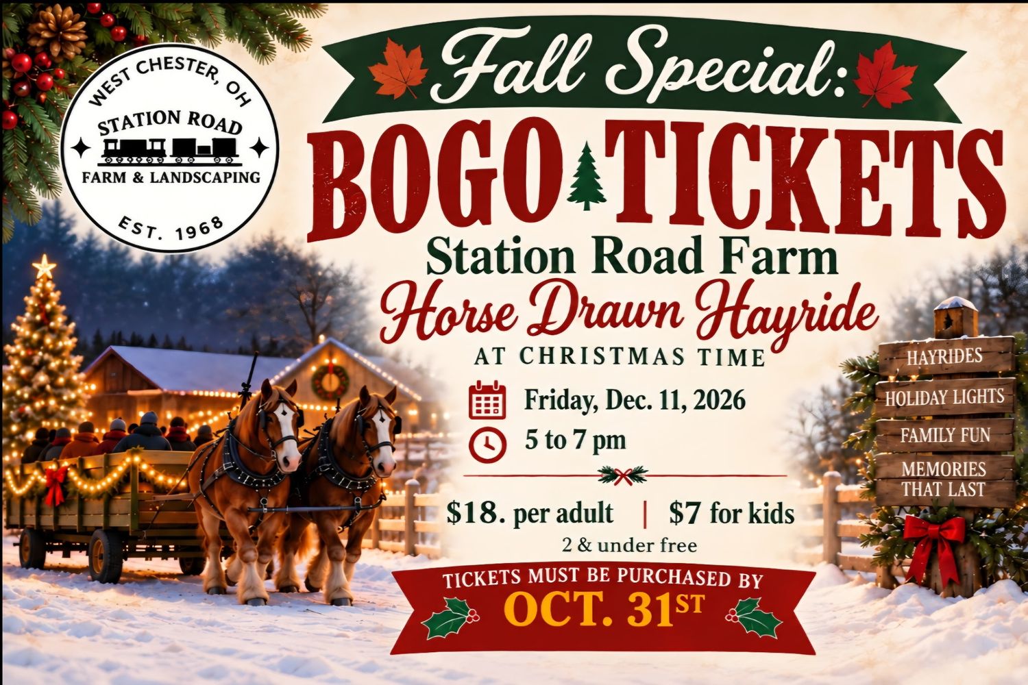 Horse Drawn Hayride 🍁 BOGO SPECIAL