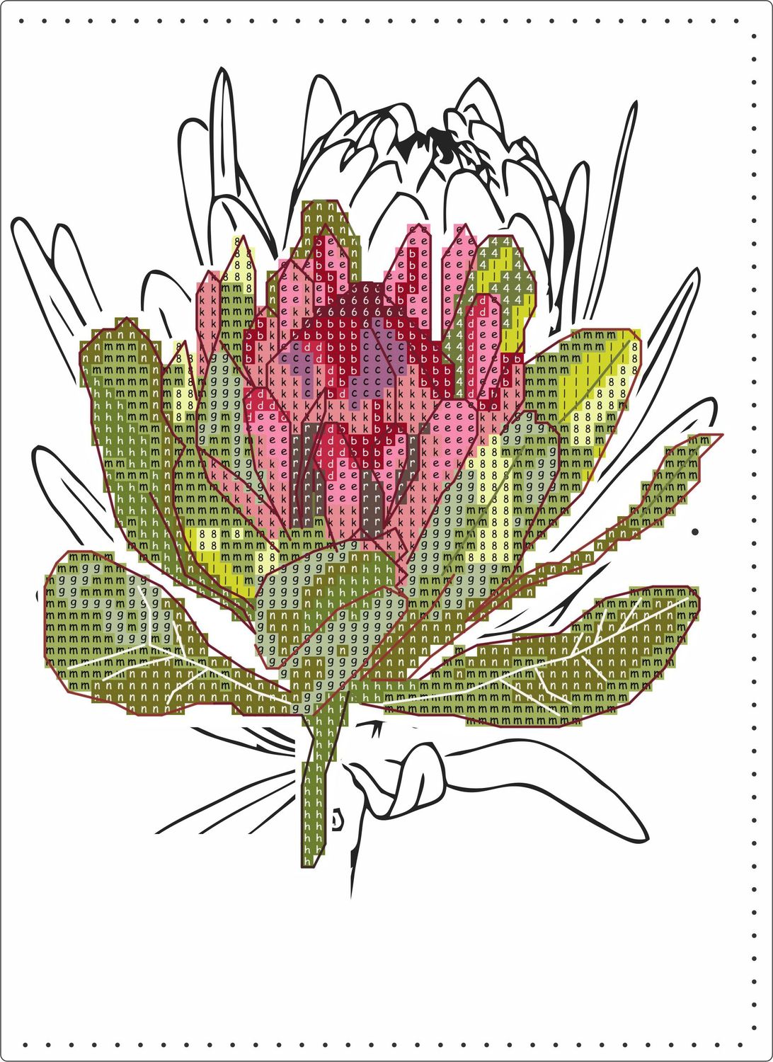 Leather Book A5, Pattern: Protea 1