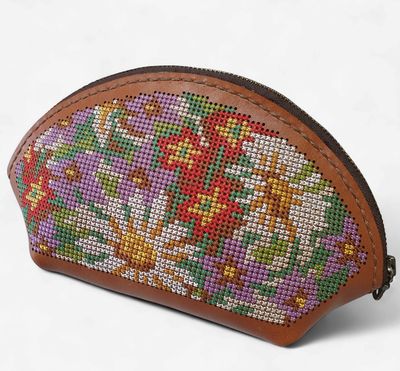 Leather Cross Stitch Make-Up Bag Kit