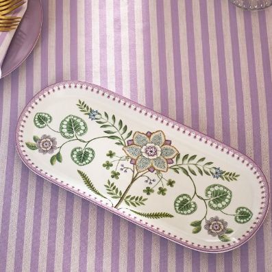 Cake Tray Lily and Lotus Off White
