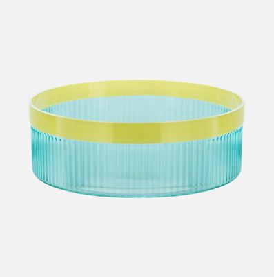 Glass Bowl Groove Blue
