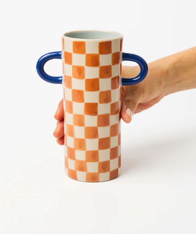 Griffe Tan Check Bud Vase