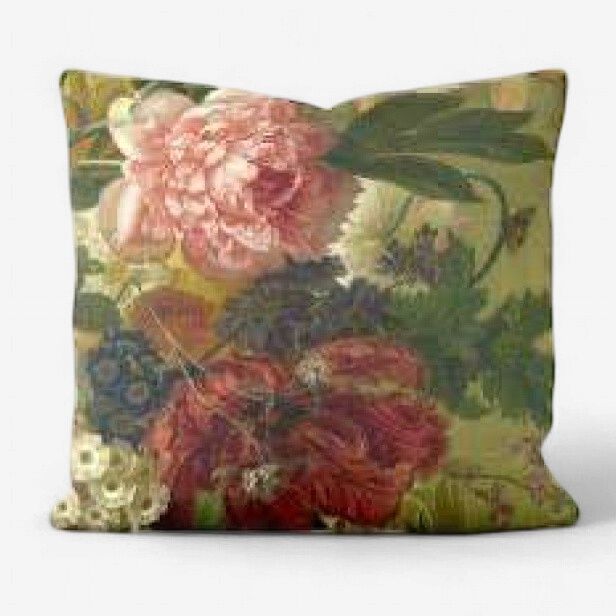 Cushion Peony Flowers Velvet 50cm