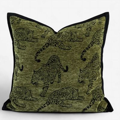 Cushion Leopard Green Velvet 50cm