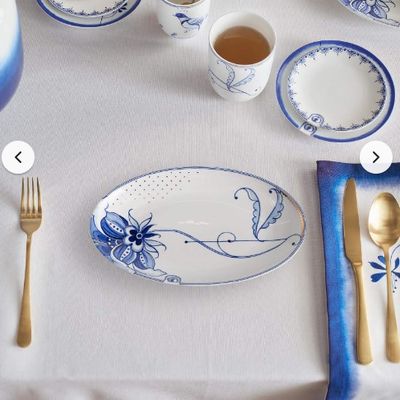 Plate Oval Pip &amp; The Blue Bird White 25.5x16.5