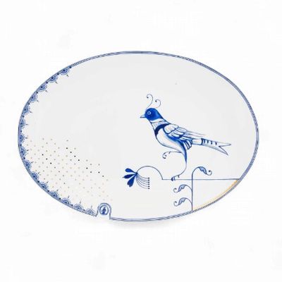 Plate Oval Pip &amp; The Blue Bird White 30x21cm