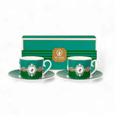 Set/2 Cup and Saucers Medallion