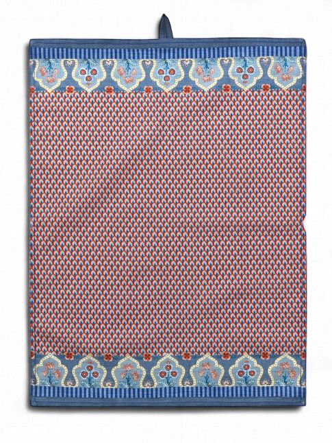 Tea Towel Flower Festival Blue Red 50x70cm