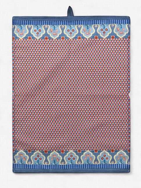 Tea Towel Flower Festival Blue Red 50x70cm