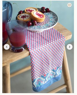 Tea Towel Flower Festival Blue Red 50x70cm