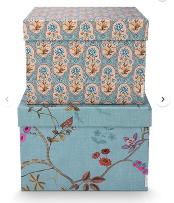 Set/2 Box Square Blooming Tales Blue Khaki