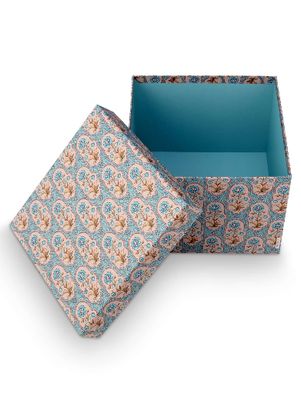 Set/2 Box Square Blooming Tales Blue Khaki