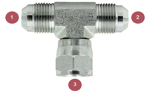 6600 JIC Swivel Branch Tee 04-04-04