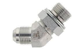 J Series- Four Spiral &amp; Wire Braided (Non Skive) to Metric Compression- 45 degree elbow-J-FDLORX45