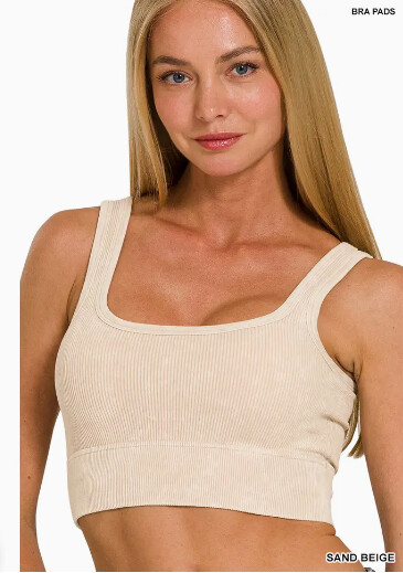 Delilah Square Neck Premium Washed Rib Tank