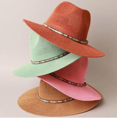 Jane Rodeo time Multi-Colored Thread with Beaded Panama Hat