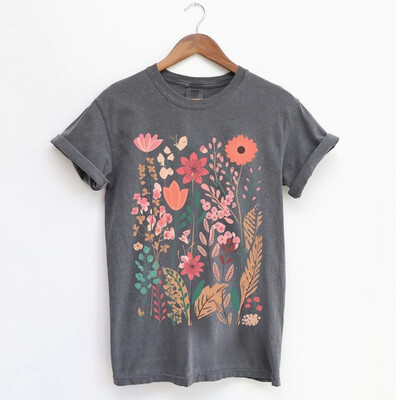 Rebecca Watercolor Flower Graphic T Shirts