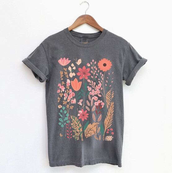 Rebecca Watercolor Flower Graphic T Shirts