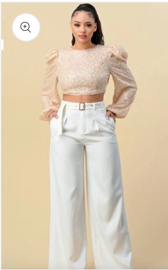 Chelsea CREAM SEQUIN TOP
