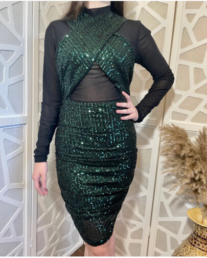 Luna Green Sequin Dress