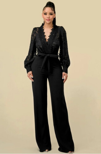 Helena Lace Belted Jumpsuit