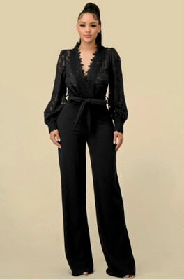 Helena Lace Belted Jumpsuit