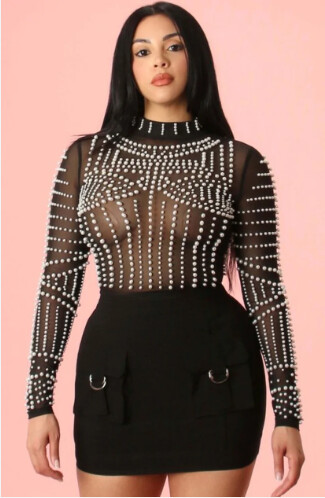 Zoe Pearl Mesh Top