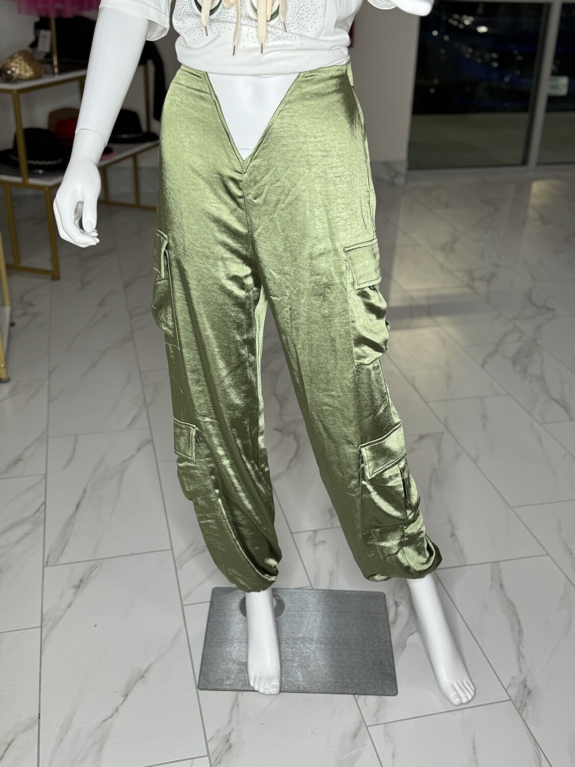 Concha satin cargo pants