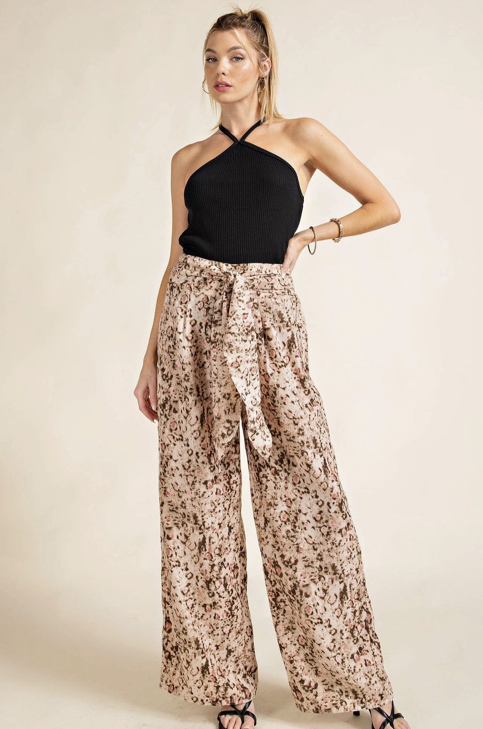 Lola Wide Leg Pants with Front Tie