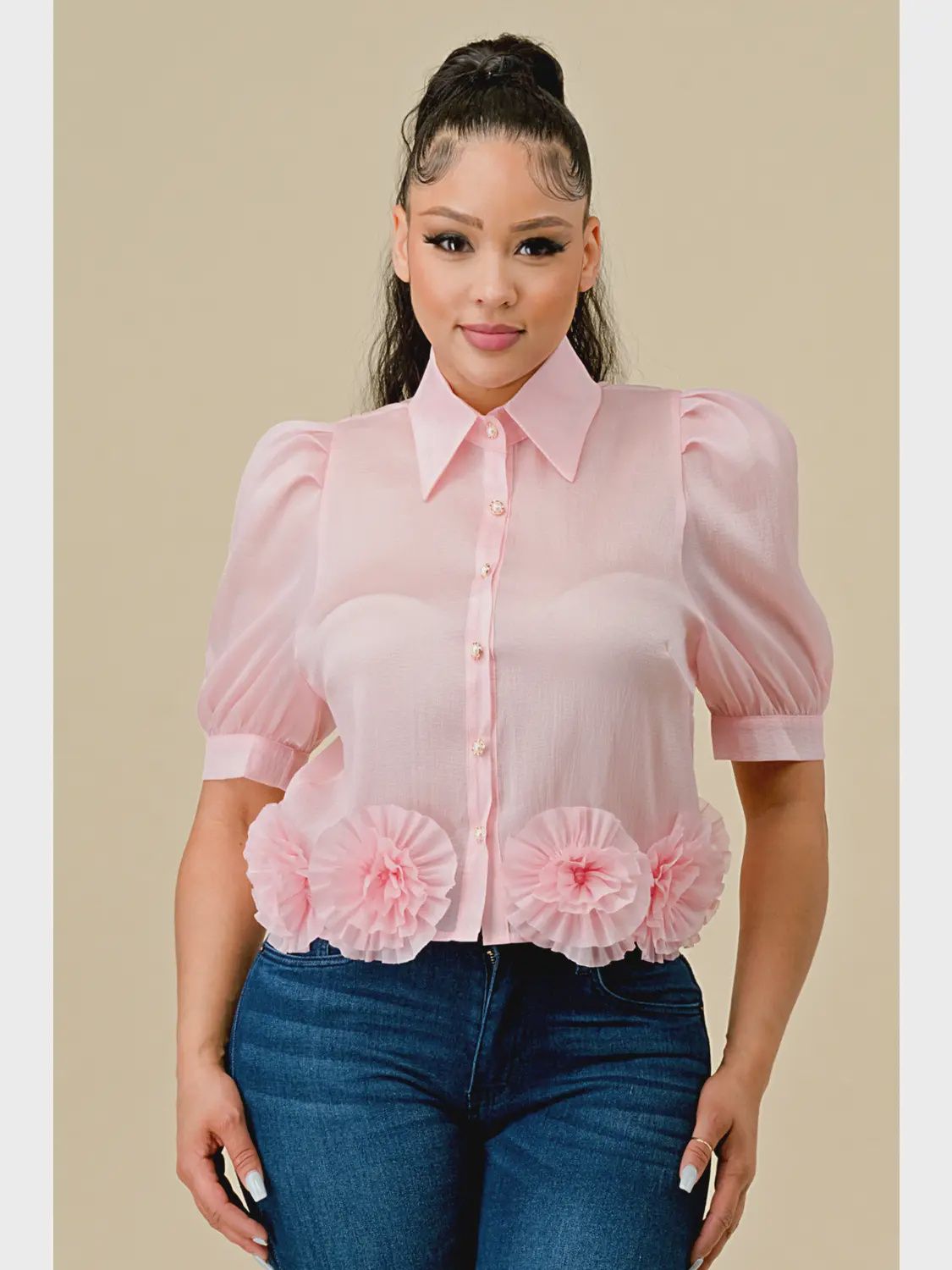 Azalea Woven Button Top