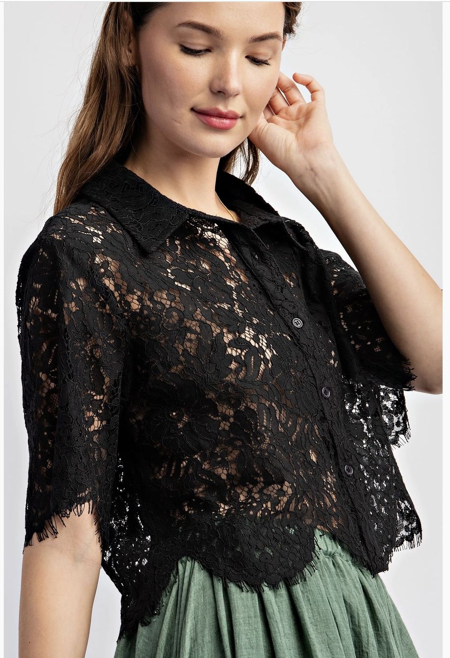 Tina Scalloped Lace Top