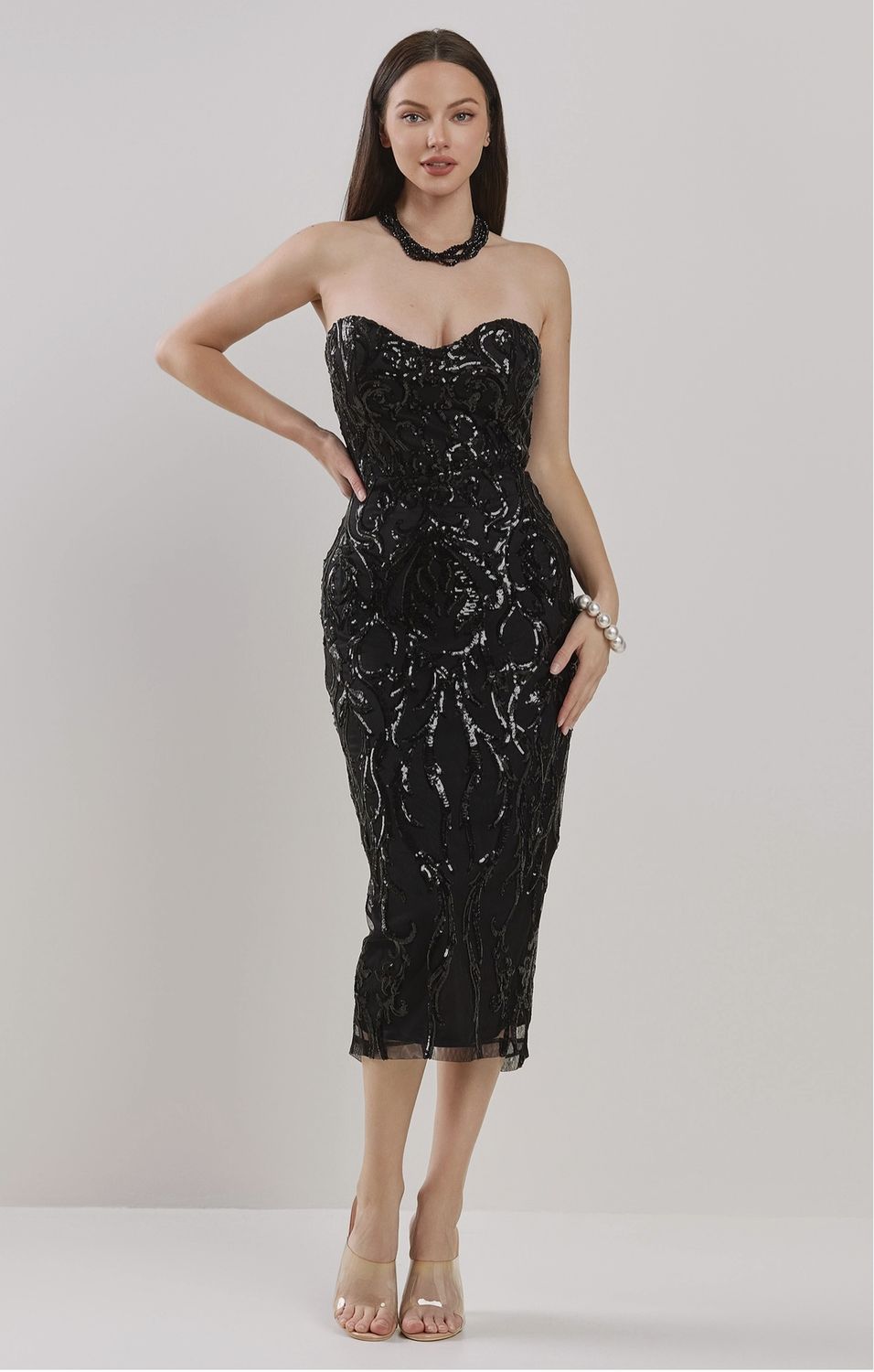 Paris Sequin Midi Dress