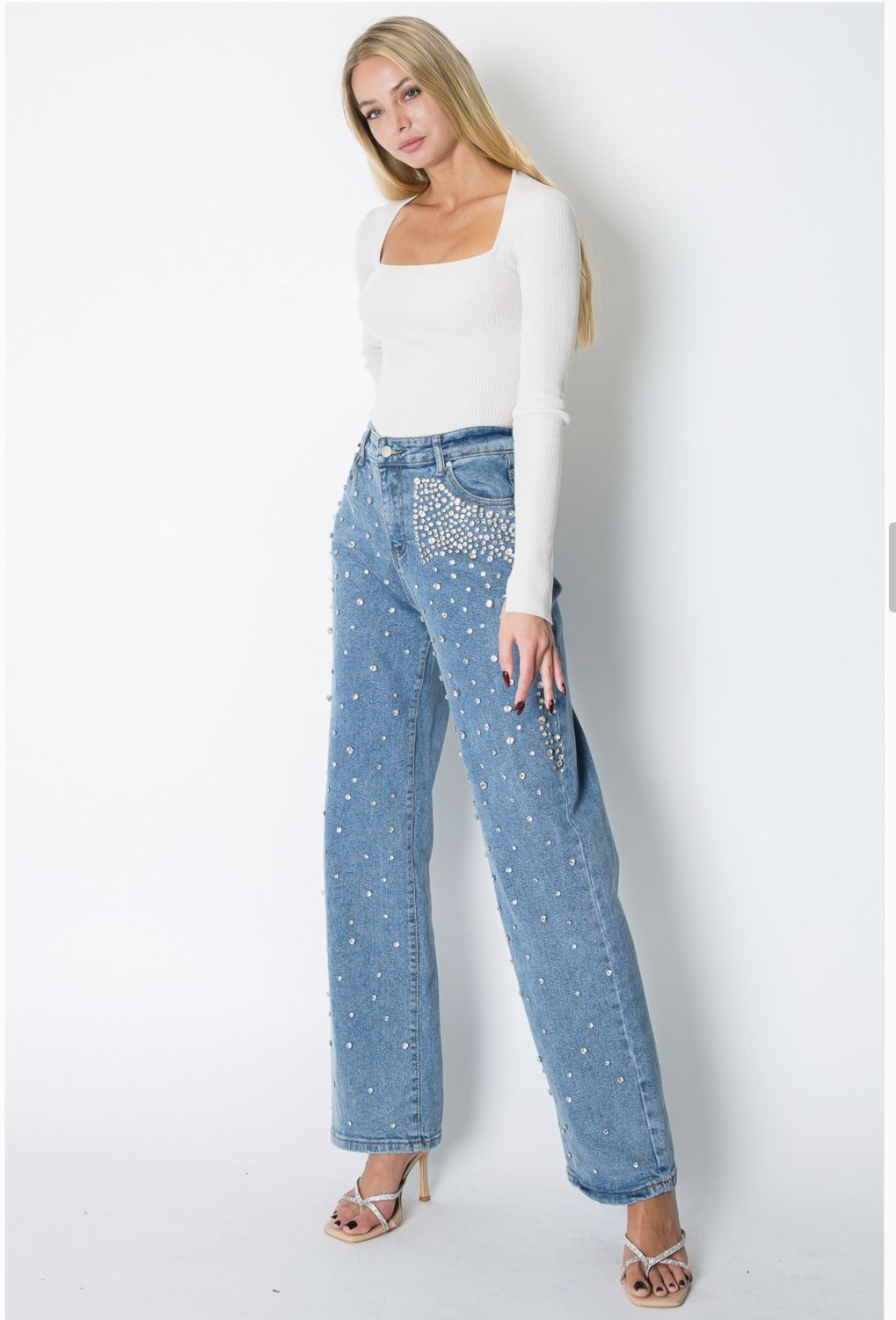 Meghan Embellished Denim Pants