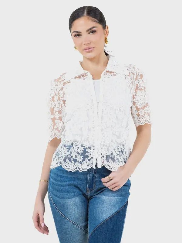 Danny Lace Button Down Blouse