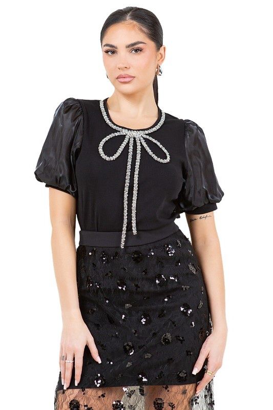 Soila Stone Bow Ribbon Blouse
