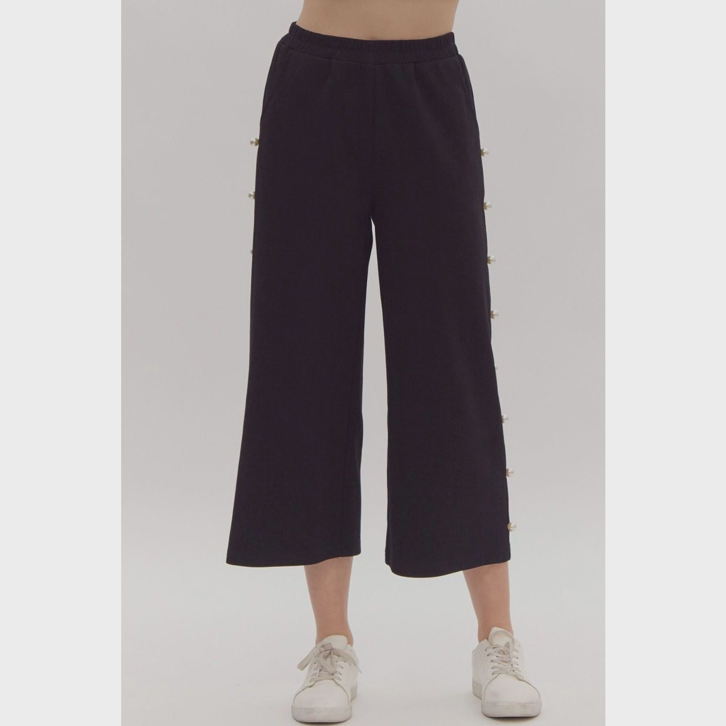 Perla Solid Cropped Mid Waist Bottoms