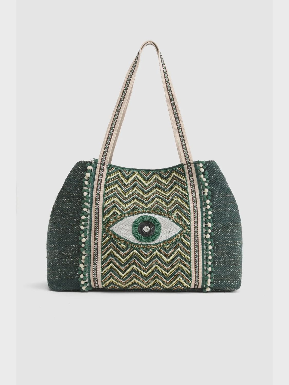 Evergreen Evil Eye Tote