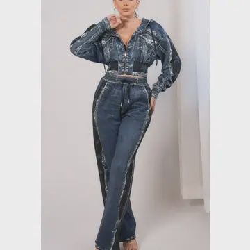 Star Printed Hoodie Jacket and Pants Set