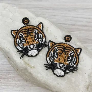 BEADED TIGER EARRINGS