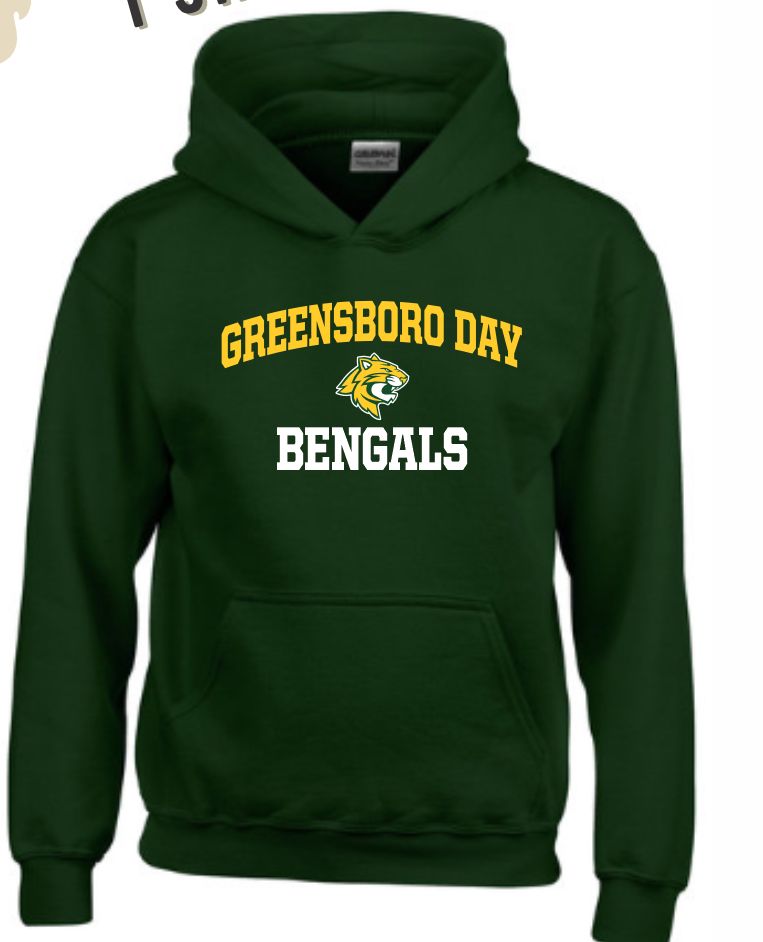 BENGAL LOGO HOOD GREEN, Size: YOUTH EXTRA LARGE