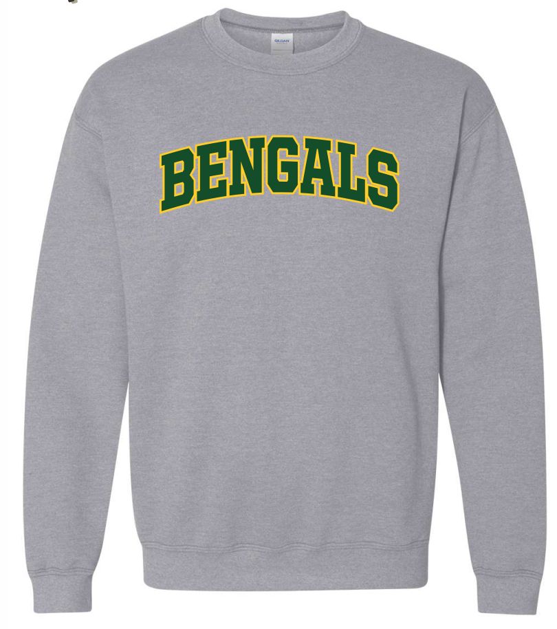 BENGALS ARCH CREWNECK, Size: YOUTH SMALL, Colour: SPORT GREY