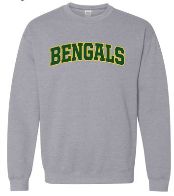 BENGALS ARCH CREWNECK, Size: YOUTH SMALL, Colour: SPORT GREY