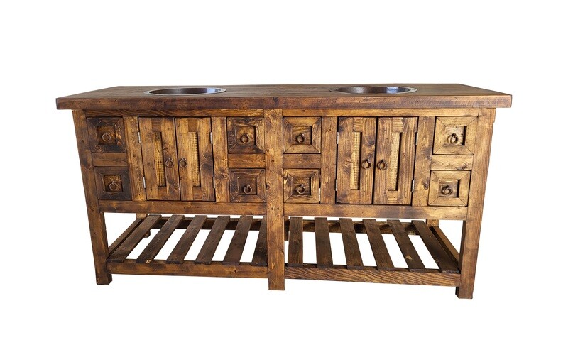 Belmont Rustic Double Sink Bathroom Vanity
