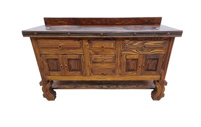 Don Pio Rustic Bathroom Vanity With Copper Sinks Natural Stain